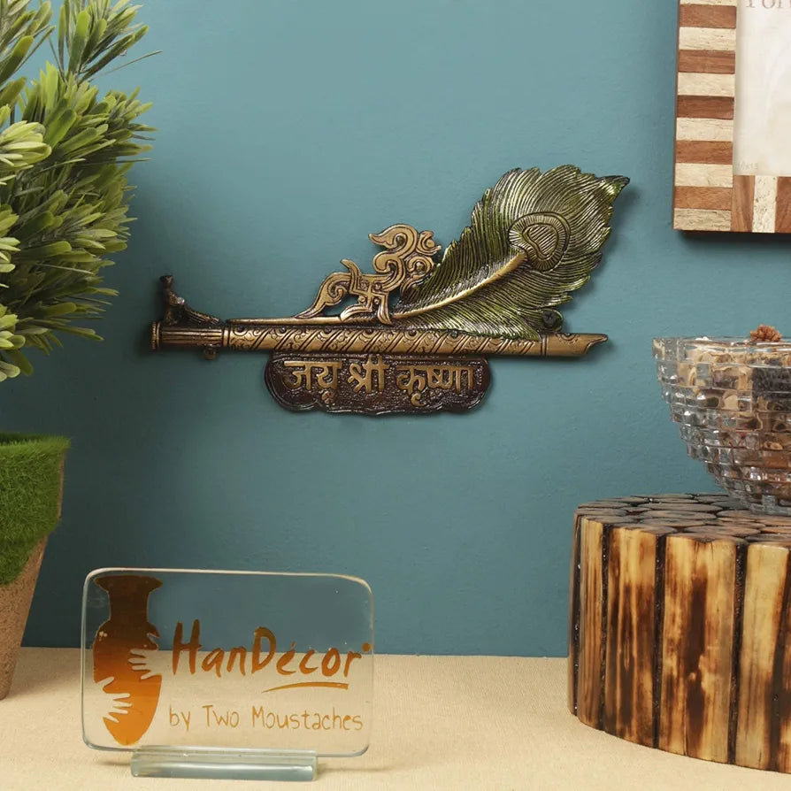 Two Moustaches Krishna Morpankh Brass Wall Hanging