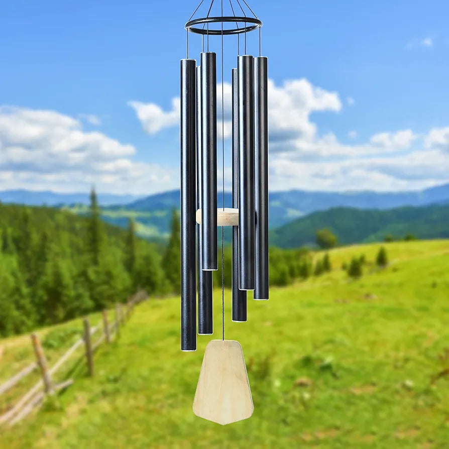 41-Inch Big Wind Chimes – Windchime for Balcony - 6-Pipe Black Design Wind Chime -031