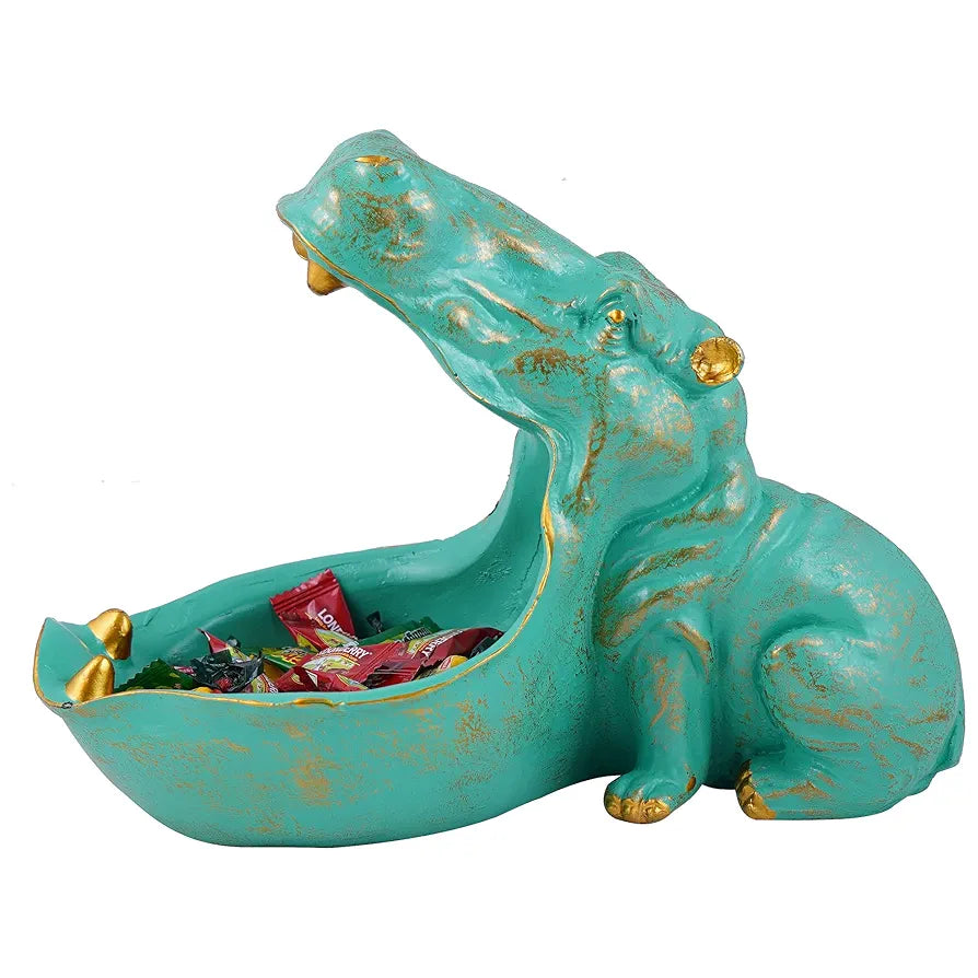 Zart Angry Hippopotamus Mouth Open Face Sculpture Polyresin Showpiece