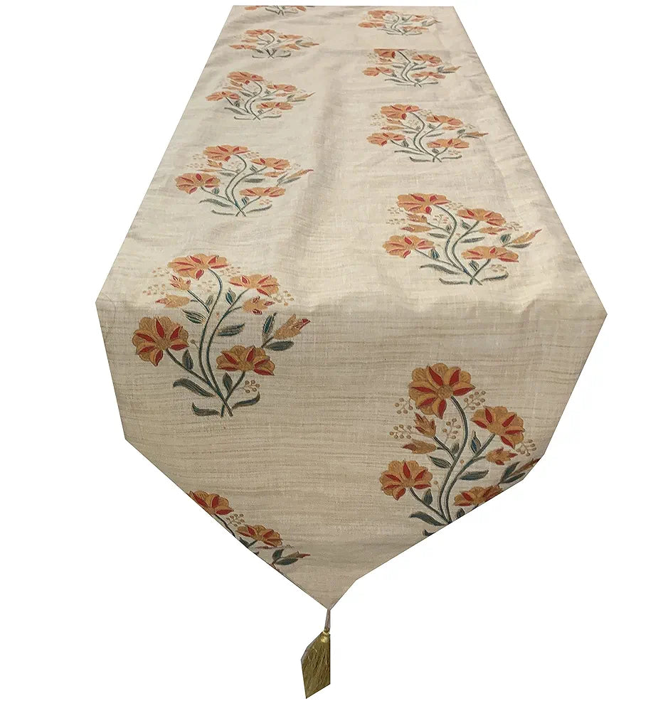 Pink Parrot Jute Silk Table Runner Colour Pink