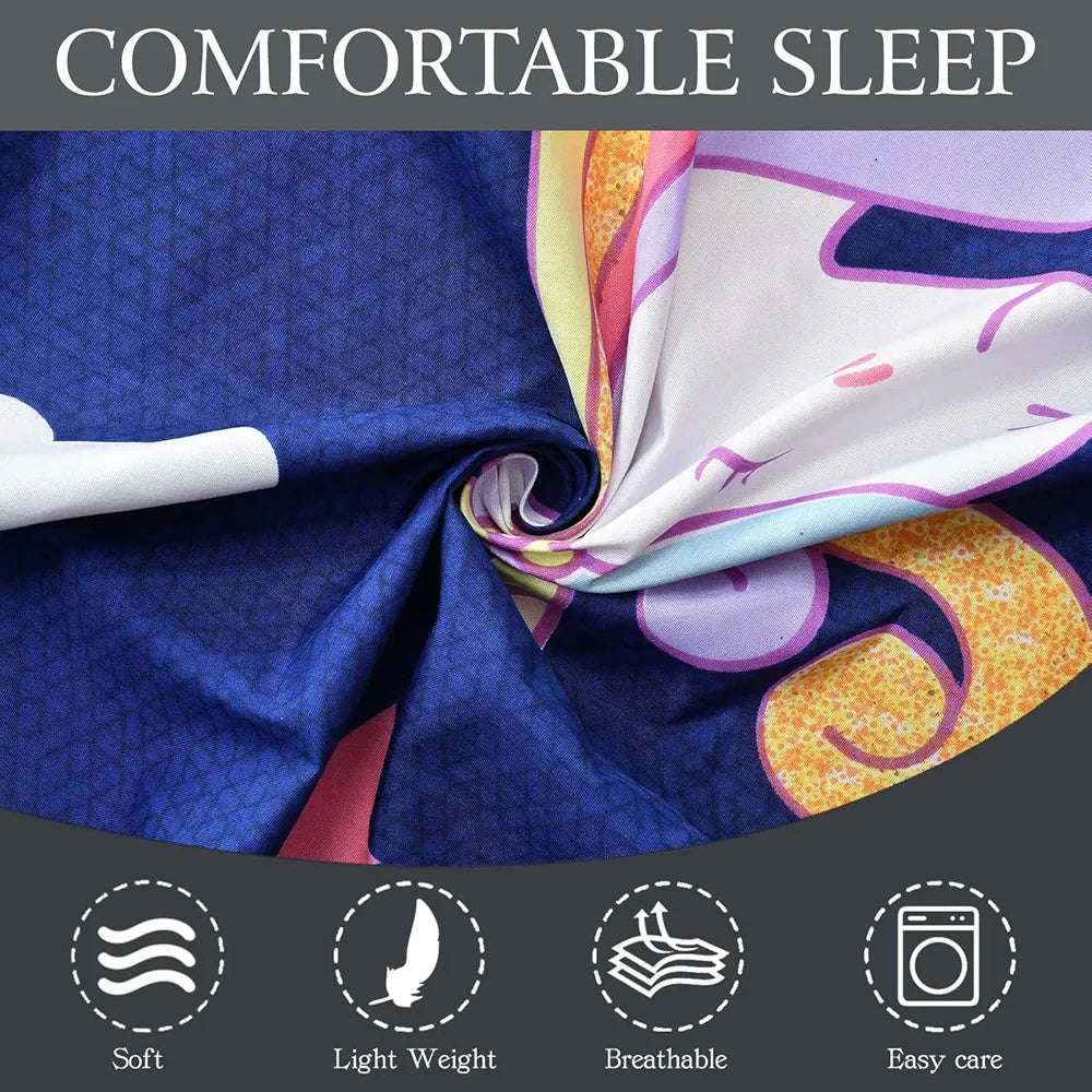 Fresh From Loom 300 TC Elastic Fitted Bed Sheet Cartoon Printed Bedsheets For Kids With 1 Pillow Cover Dinosaur Blue Smallsingle