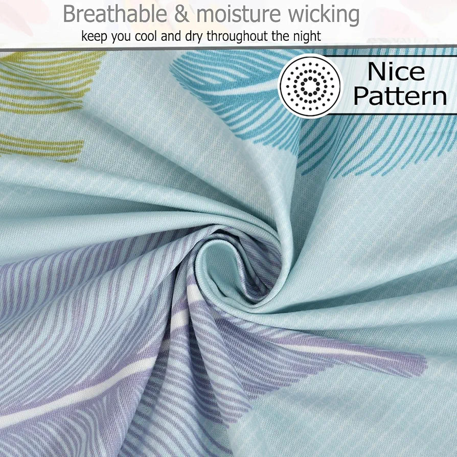 Fresh From Loom Microfiber Soft Cotton Queen Size Bedsheet for Double Bed 200 TC Hypoallergenic Soft Bed Sheet with 2 Pillow Cover Aqua Pankh