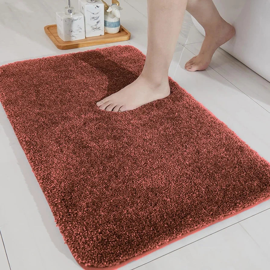 Luxe Home International Microfibre Rectangular Bath mat Super Soft Anti Skid Newman Mats For Bathroom Colour Rust