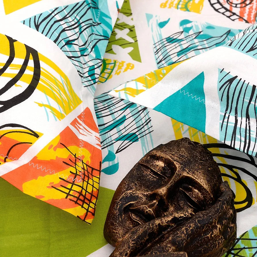 Divine Casa 144 TC 100% Cotton Double Bedsheet with 2 Pillow Covers  Abstract Pattern Colour Mustard