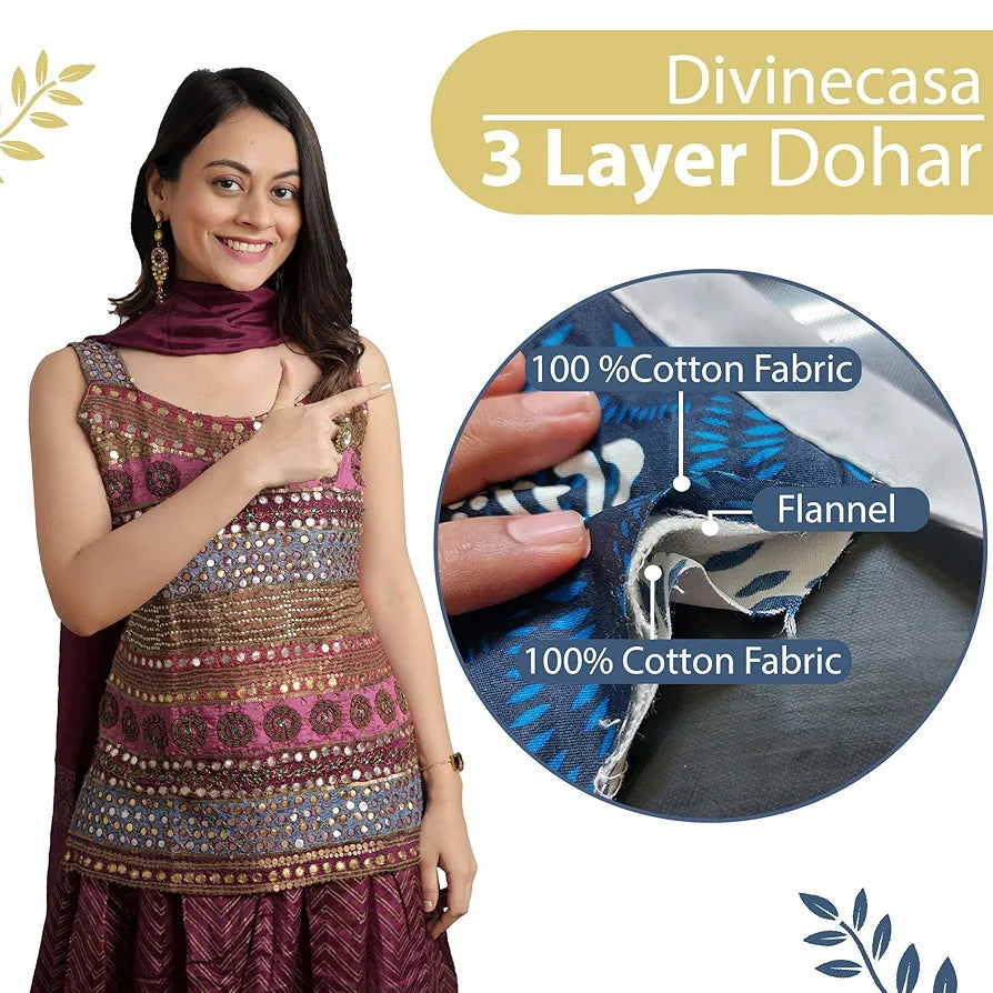 Divine Casa 100% Cotton Single Bed Dohar Ultra-Soft AC Blanket Lightweight & Reversible Summer Quilt Colour Lemon Drop Yellow