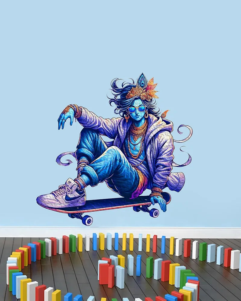 Rng Graphics Pvc Vinyl Self Adhesive Little Krishna Wall Sticker Multicolor 52 Cm X 47cm DW-129L