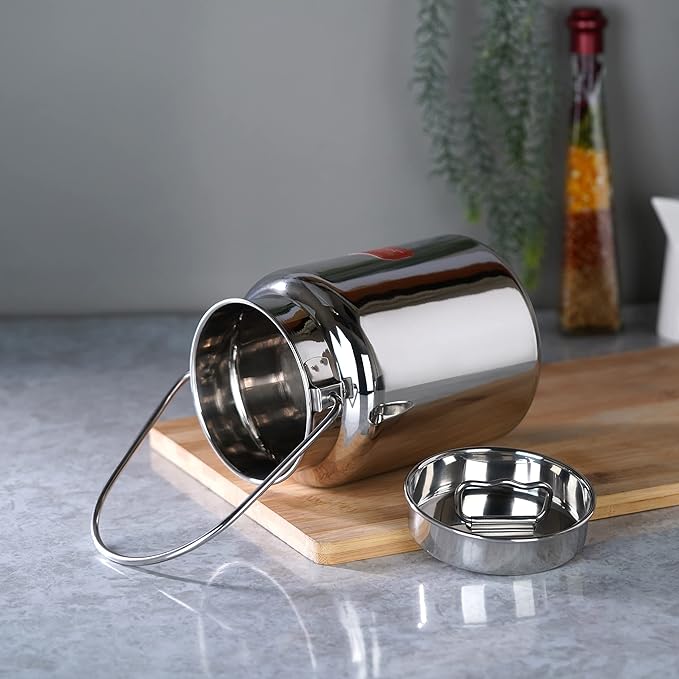 Sumeet Stainless Steel Akhand Jointless Milk Pot with Lid 1250 ml 11Cm Silver