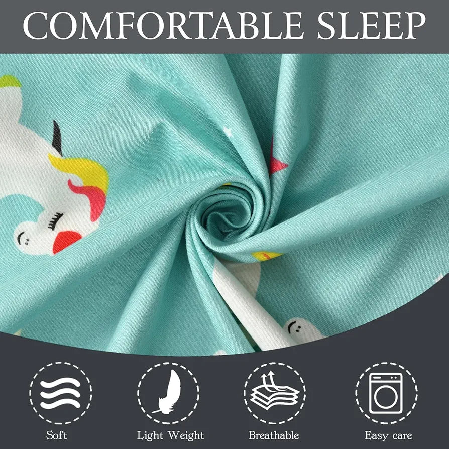 Fresh From Loom Cartoon Wrinkle Free Microfiber Bedsheet for Kids Multicolor 144 TC Teal