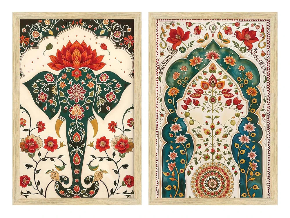 ArtX Paper Madhubani - 02 Art Paintings with Frame Set of 2