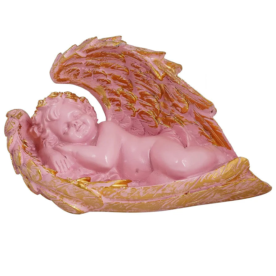 Zart Angel Girl Showpiece for Home Decor Winged Fairy Statue Angel Pink SHG