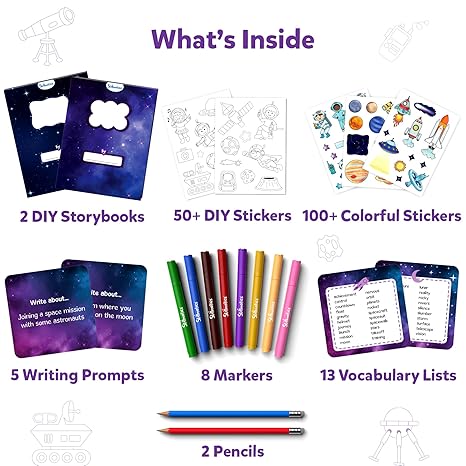 Skillmatics Storybook Art Kit Space Explorers Art Kit for Kids Write & Create Storybooks