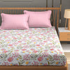Fresh From Loom Floral XXL Microfiber Soft Cotton Bedsheet 240 TC King Size Bed Cover with 2 Pillow Cover Pink White