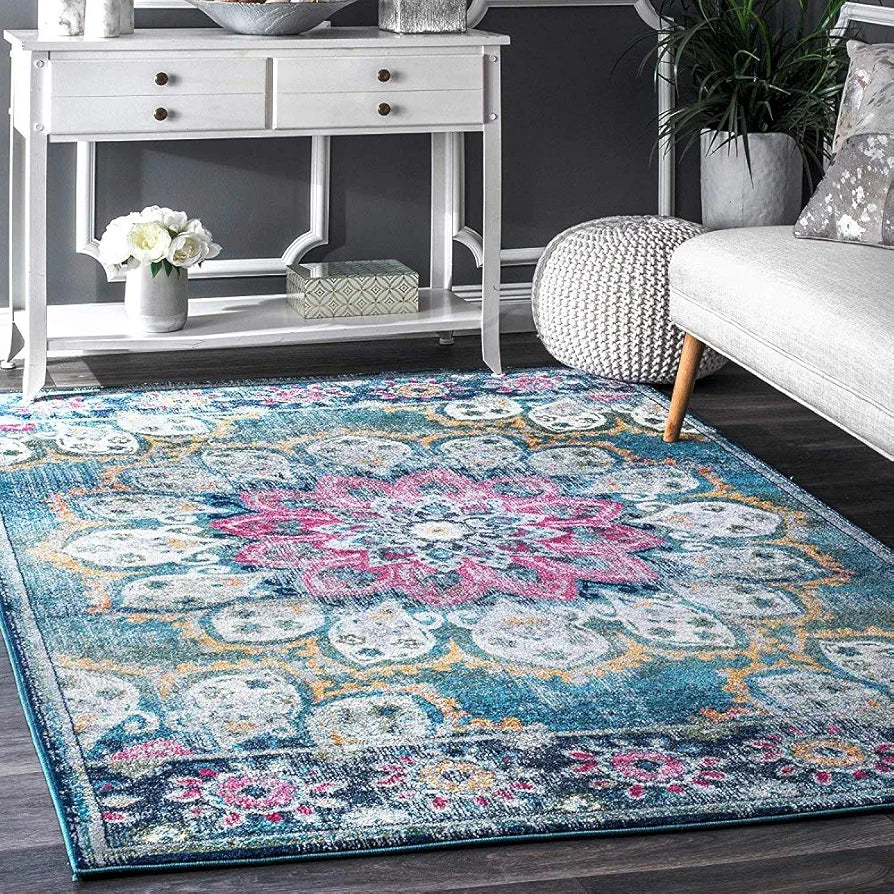 Status Contract Rugs for Living Room Printed Carpet for Living Room Decor Anti Skid Backing Home Essentials Boho Rugs for Living Room , Polyester, Multicolor, Rectangular