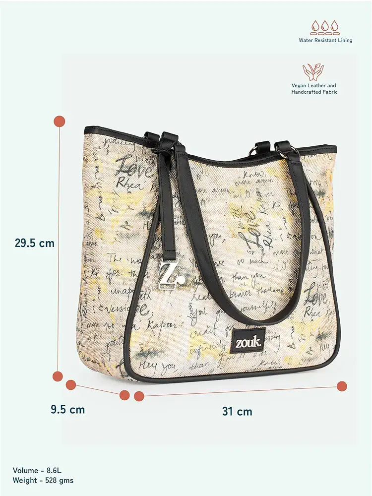 Zouk Naisha Tote Bag With Jute & Leather