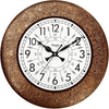 RoyalsCart Ethnic Handcrafted Designer Wall Clock with Decorative Metal Golden Antique Wooden Wall Clock [KTWC213N] Golden Decorative Metal