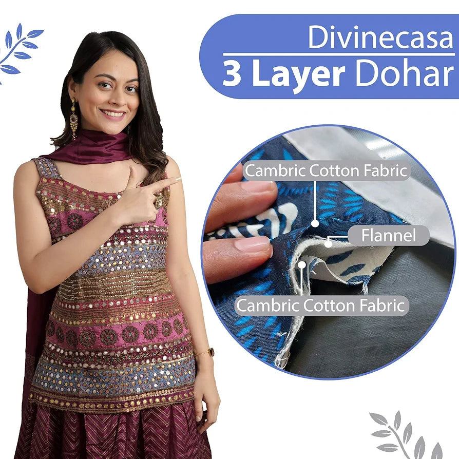 Divine Casa 120 GSM Cambric Cotton Reversible Lightweight Printed Single Bed AC Blanket Dohar TC - 120 Stonewash