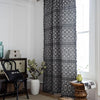 Huesland Cotton Curtains for Windows, 5 Feet Long 1 Bohemian Eyelet Curtain | Geometric Black