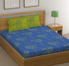 Huesland by Ahmedabad Cotton 144 TC Cotton King Size Bedsheet with 2 Pillow Covers - Green & Blue