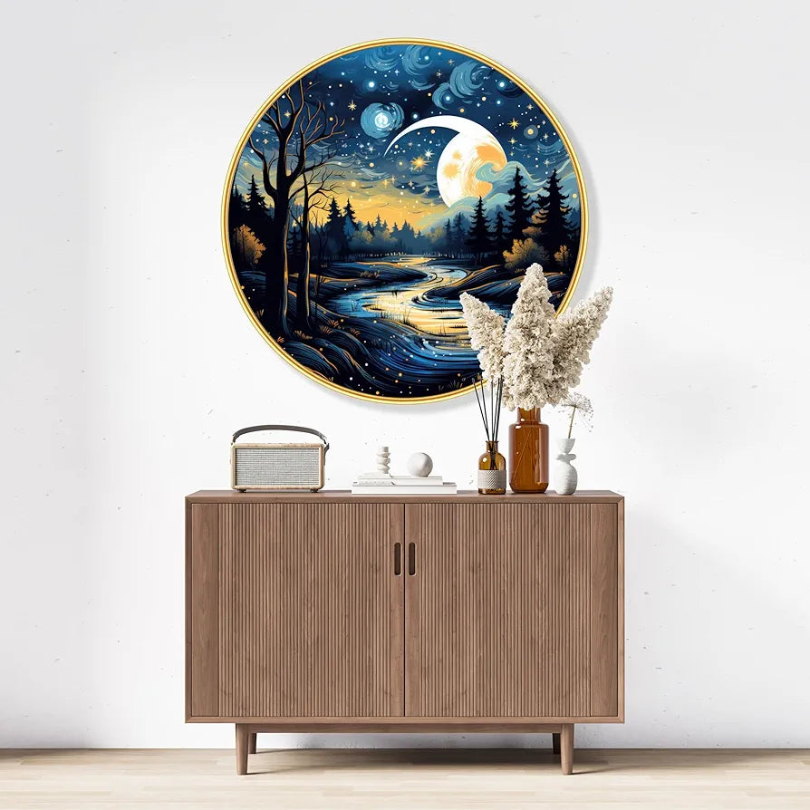 Livin'luxe Paintings Nature Scenery Abstract Modern Art Premium Sparkle Lamination Golden GR-21