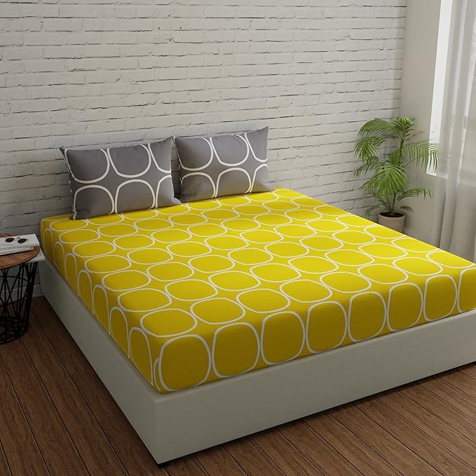 Huesland by Ahmedabad Cotton 144 Tc King Size Bedsheet Cotton with 2 Pillow Covers | Grey