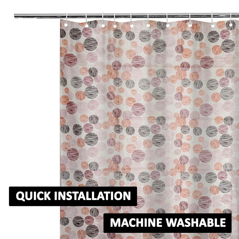 Kuber Industries Shower Curtain Bathroom Shower Curtain 8 Rings Curtain Multi Dot Orange