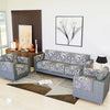 Kuber Industries Sofa Cover Net Sofa Slipcover Set 5-Seater Sofa Cover Flower Digital Triangle Border-753 Grey