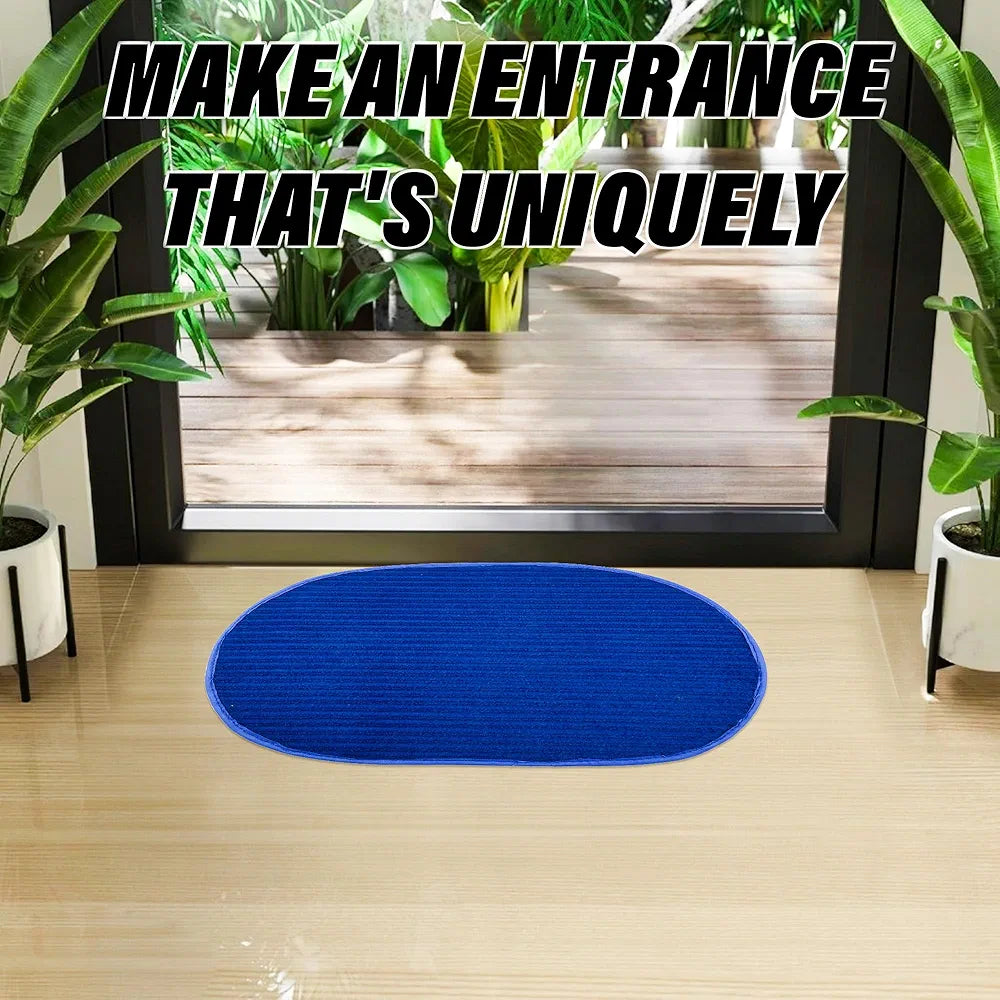 Kuber Industries Door Mat Oval Shape Door Mat Door Entrance Mat Blue Colour