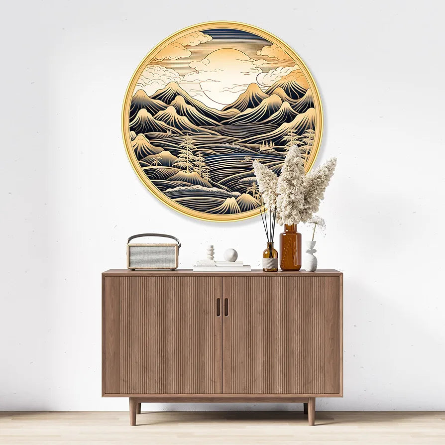 Livin'luxe Paintings Nature Scenery Abstract Modern Art Premium Sparkle Lamination Golden GR-22