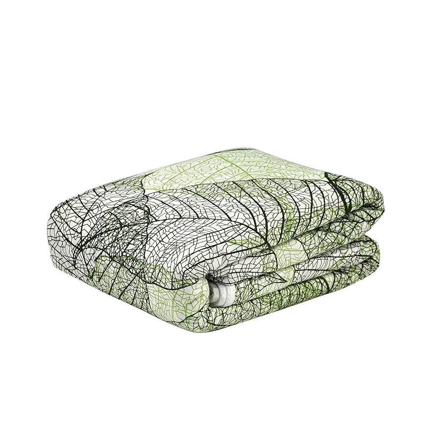 Divine Casa 120 GSM Glace Cotton Double Dohar Lightweight AC Blanket Colour Forest Green & Lime