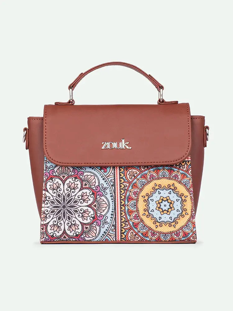 Zouk Statement Jute Sling Bag With Handle For Women's Girls Ladies