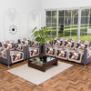 Kuber Industries Set of 16 Velvet Anti-Skid Sofa Cover 5-Seater with Arm Cover Triangular Cream & Brown