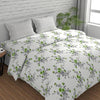 Huesland by Ahmedabad Cotton 144 TC Cotton Bedsheet for Double Bed King Size with 2 Pillow Covers | White, Green & Grey