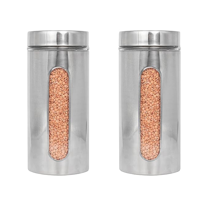 Femora Glass Window Jars for Kitchen Storage Kitchen Storage Jars With Glass Window | 1300 Ml | Pack of 2