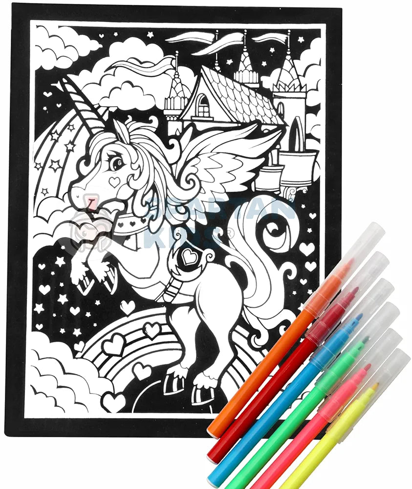 SPARTAN KIDS® Color Felt Unicone Velvet Art - Drawing for Kids 6-12 Years - Fun Colouring Ideal Art Kit for Creative Learning - Foil Art Kit - Engaging Activity for Young Artists