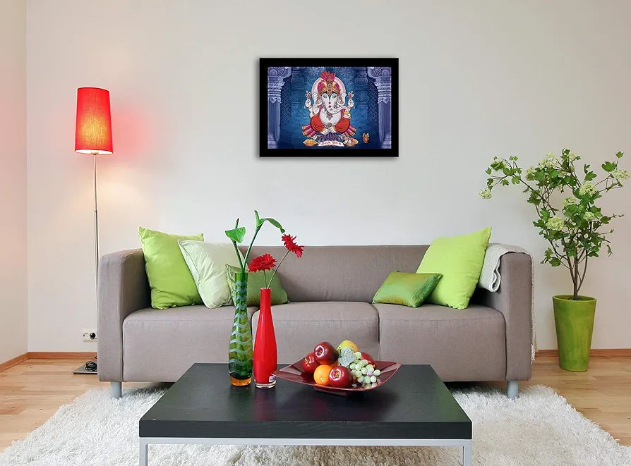 Lifehaxtore Prosperity Shubh Labh Ganesha Art Framed Painting