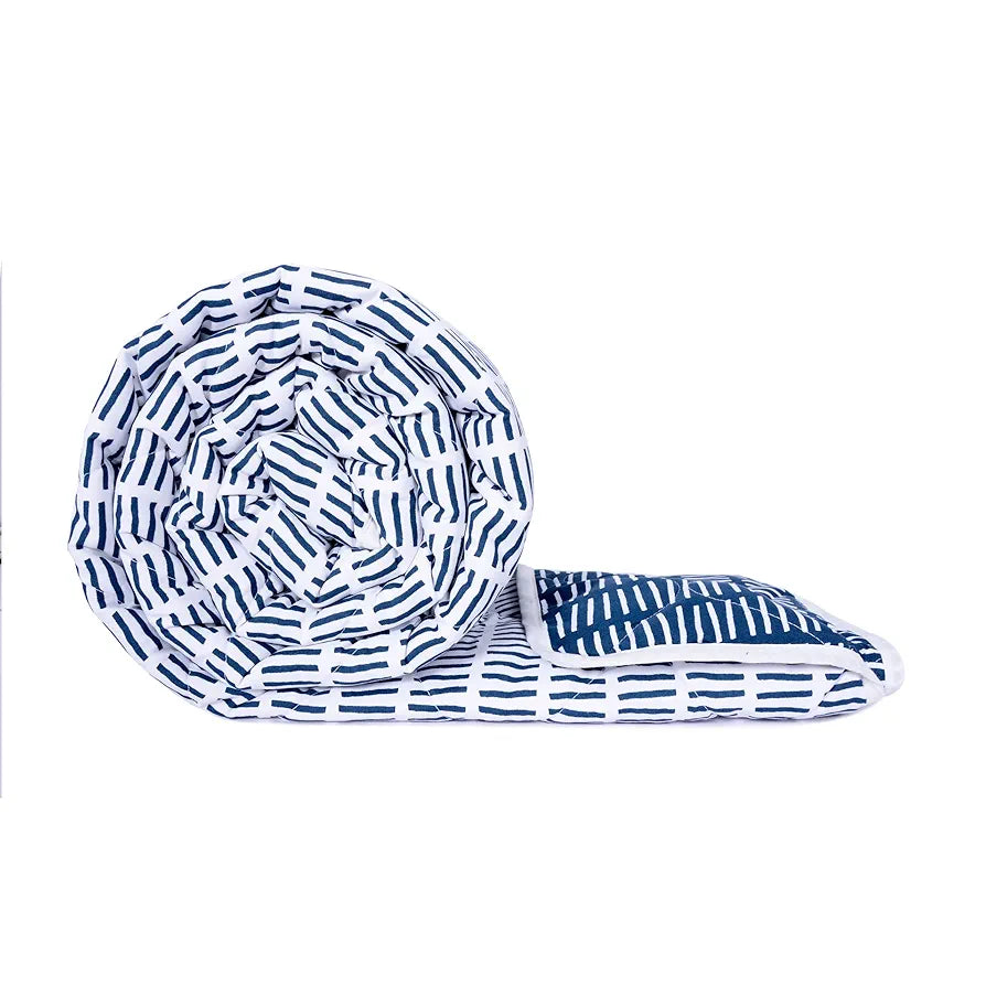 Divine Casa 120 GSM Microfiber Single Bed Comforter Soft & Lightweight Reversible AC Blanket Colour Blue Mirage