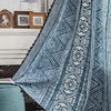 Huesland Cotton Curtains for Door, 7 Feet Long 1 Bohemian Eyelet Curtain | Tribal Style Blue