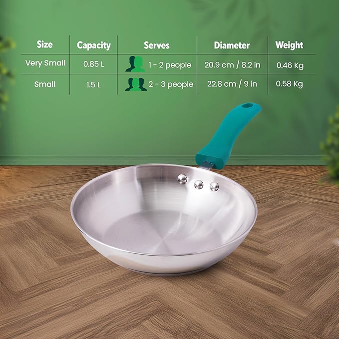 The Indus Valley Stainless Steel Sandwich Bottom Fry Pan with Steel Lid