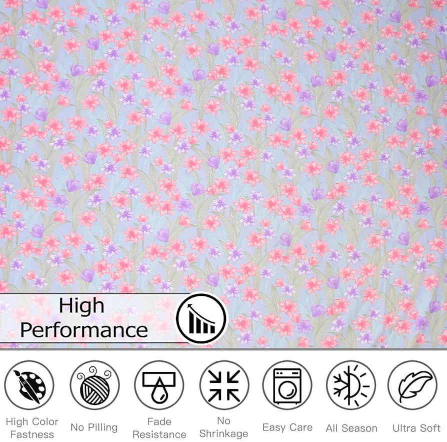 Fresh From Loom Microfiber Soft Cotton Single Bedsheet 200 TC Single Size Soft Bed Cover with 1 Pillow Cover Tropical Blue