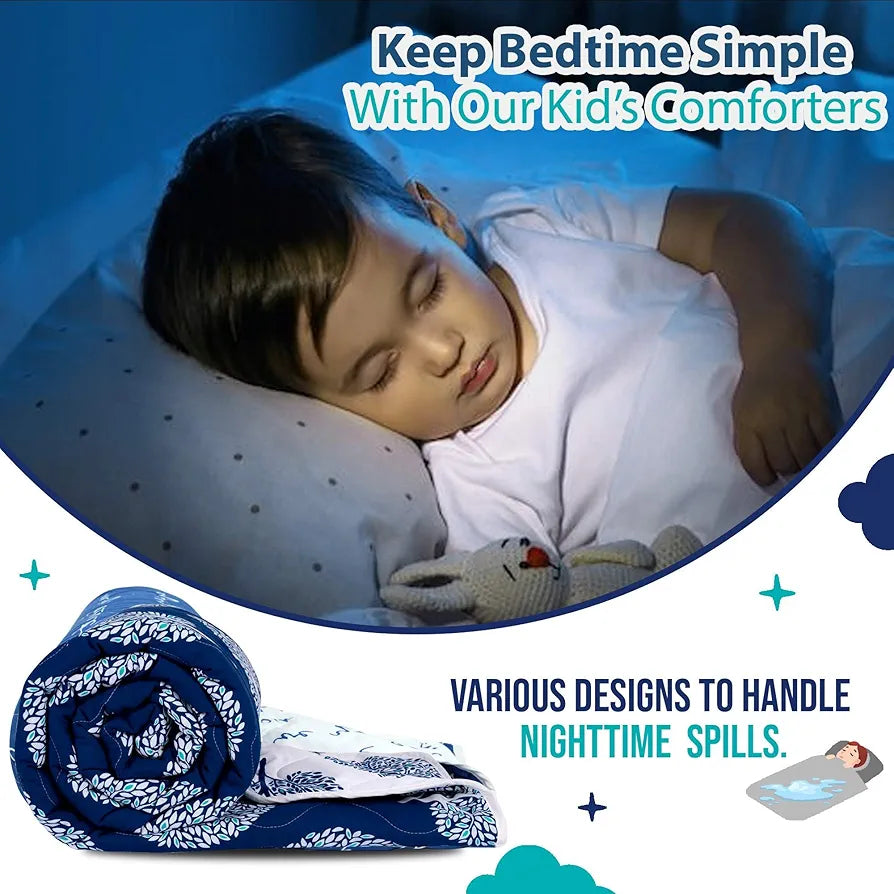 Divine Casa 120 GSM Microfiber Reversible Kids Single Bed Comforter Ultra-Soft Toddler Blanket Colour Dark Sapphire