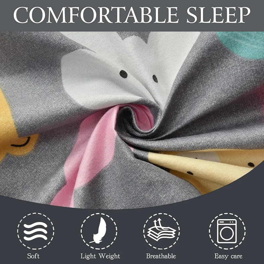 Fresh From Loom Glace Cotton Wrinkle Free Soft Hypoallergenic Bed Sheet Cartoon Printed Single Bedsheet With One Pillow Cover For Kids 144 tc Black