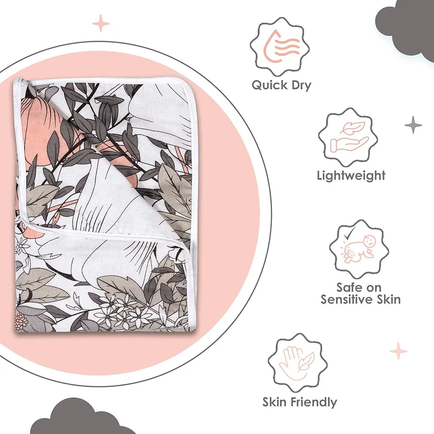 Divine Casa Floret 100% Cotton Single Kids Dohar 120 GSM Soft & Lightweight Throw Blanket Colour Griffin