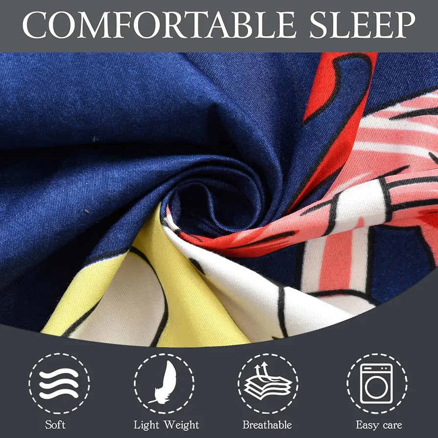 Fresh From Loom Bed Sheet Cartoon Printed Double Bedsheets King Size for Kids with 2 Pillow Cover 144 TC Animal-Blue