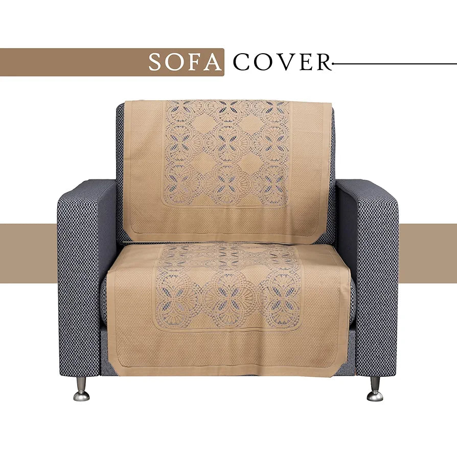 Kuber Industries Sofa Cover Single Seater Sofa Cover Net Sofa Slipcover Set Self Flower New Jersey Golden