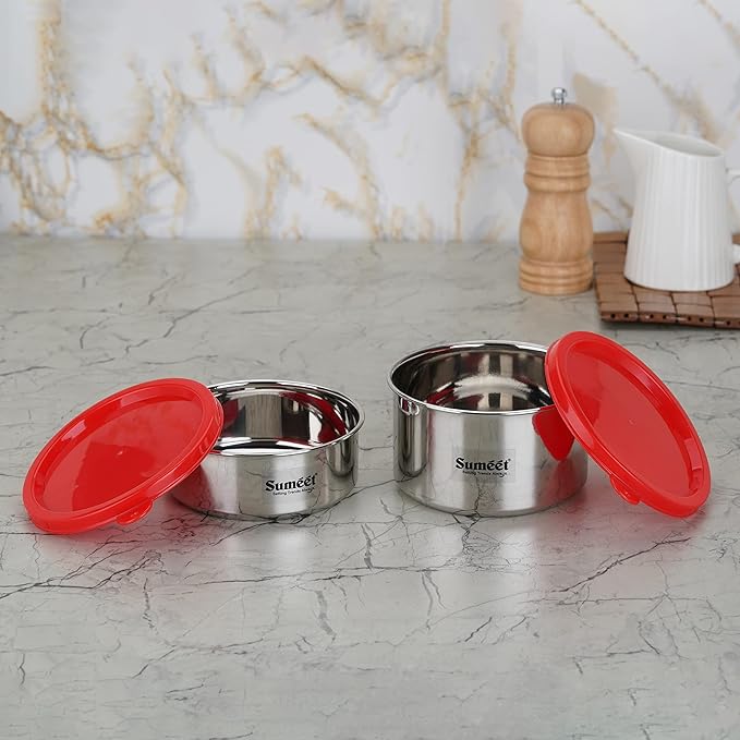 Sumeet Stainless Steel Airtight & Leak Proof Food Storage Container 400 ml & 650 ml 2PC Silver