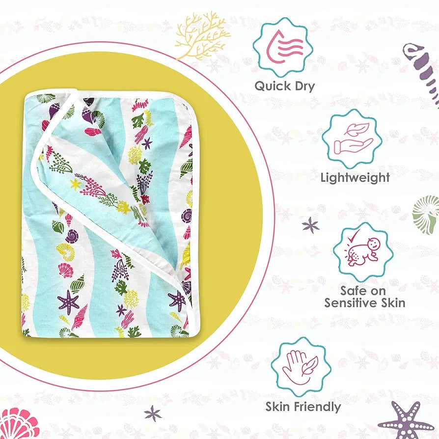 Divine Casa Pure Cotton Printed Single Dohar for Newborn Baby 120 GSM Soft & Lightweight Throw Blanket Colour Cosmic Sky