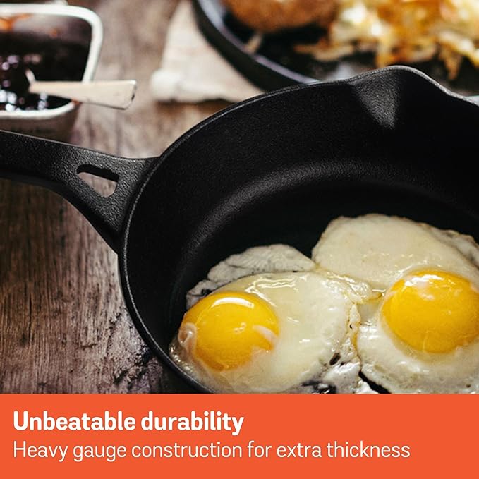 Meyer Pre-Seasoned Cast Iron Frypan Cast Iron Skillet |Induction Frying Pan 26cm Black