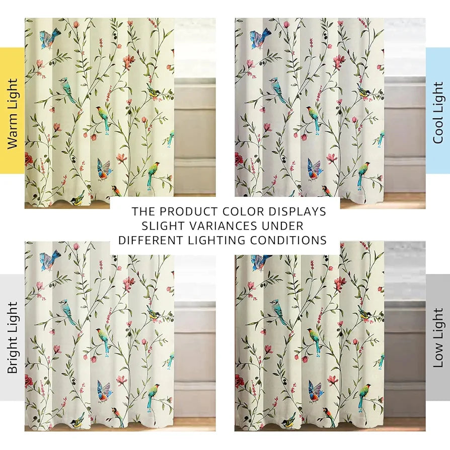 Cloth Fusion Blackout Printed Premium Window Curtains 5 Feet Long Set of 2 White Forest