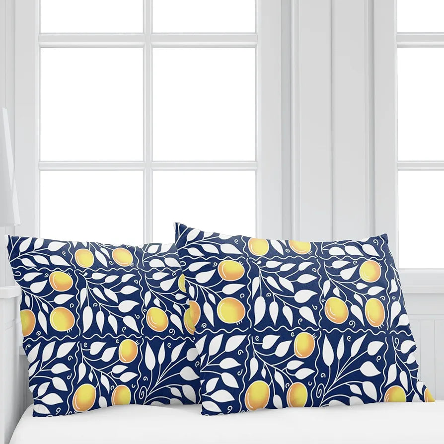 Divine Casa 100% Cotton 144 TC King Size Bedsheet with 2 Pillow Covers Colour Navy & Orange