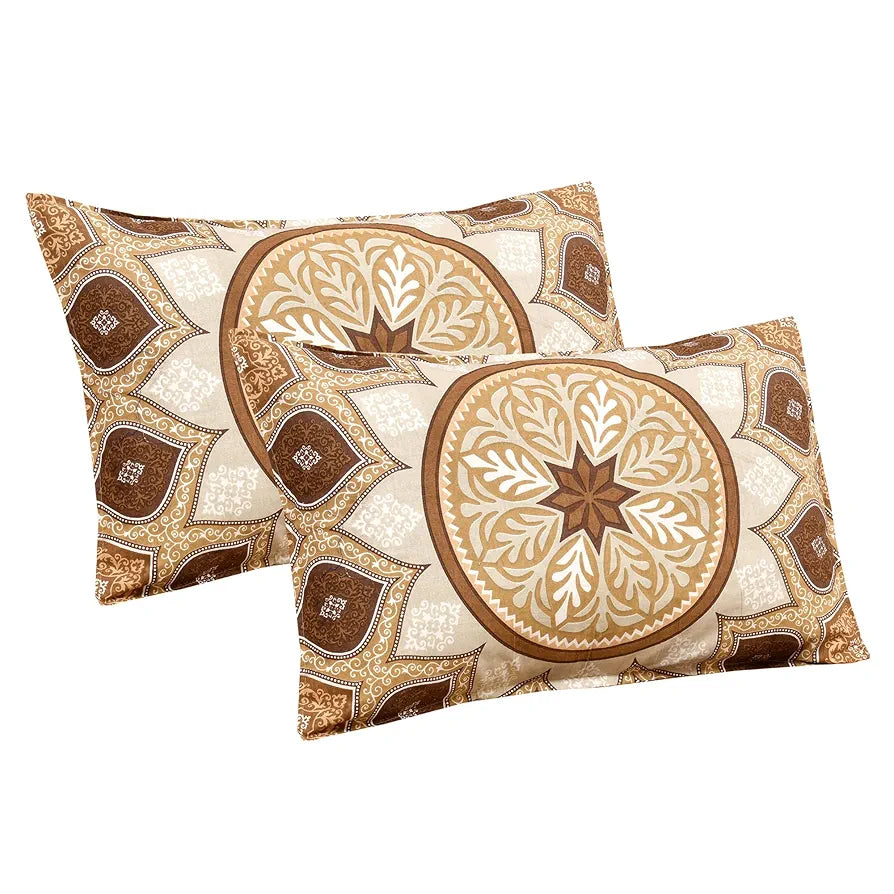 Kuber Industries Double Bedsheet with 2 Pillow Covers 160 TC Premium Cotton Brown